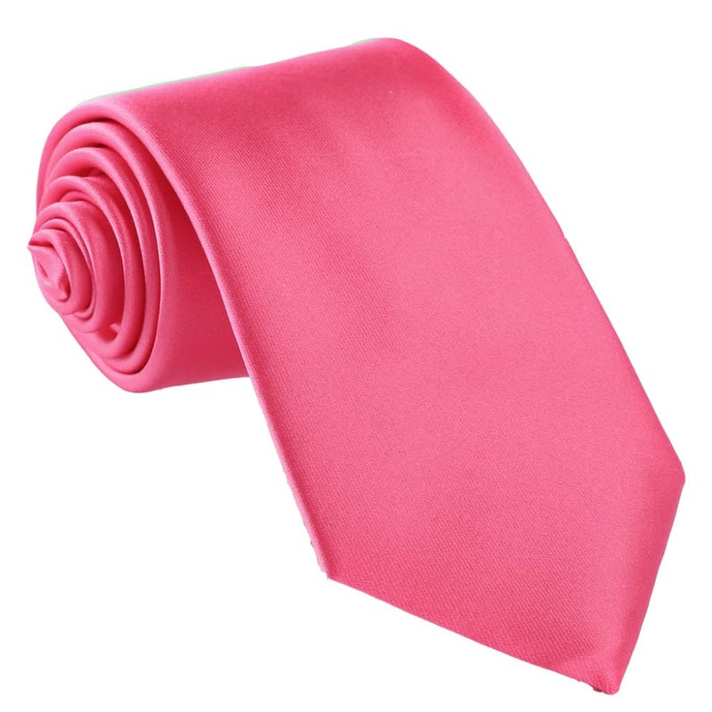 fortunatever Classical Men's Solid Necktie,Hot Pink Ties For Men With Gift Box - Image 1